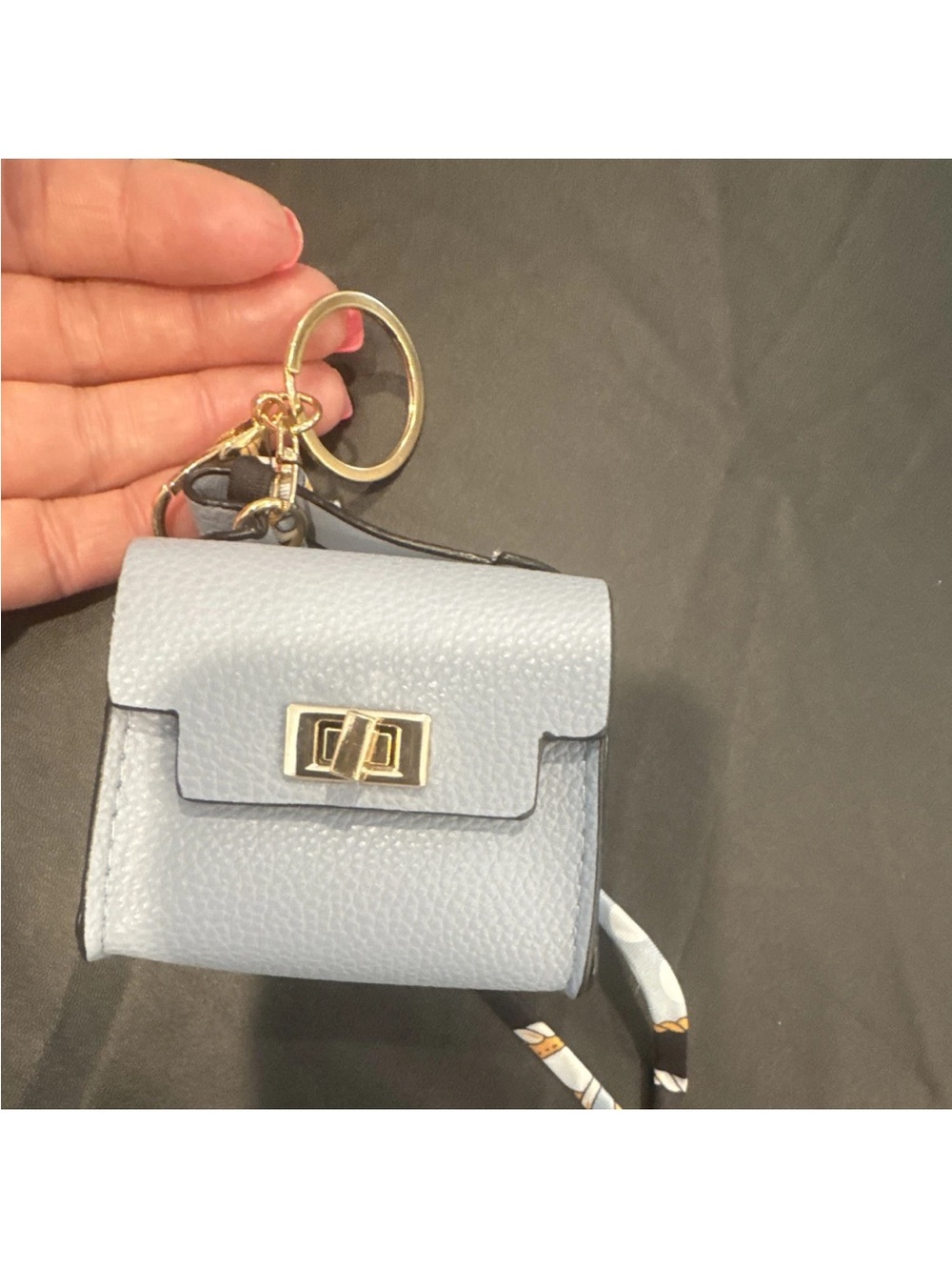 Unlisted Light Blue Mini Keychain Bag Charm with Gold Hardware